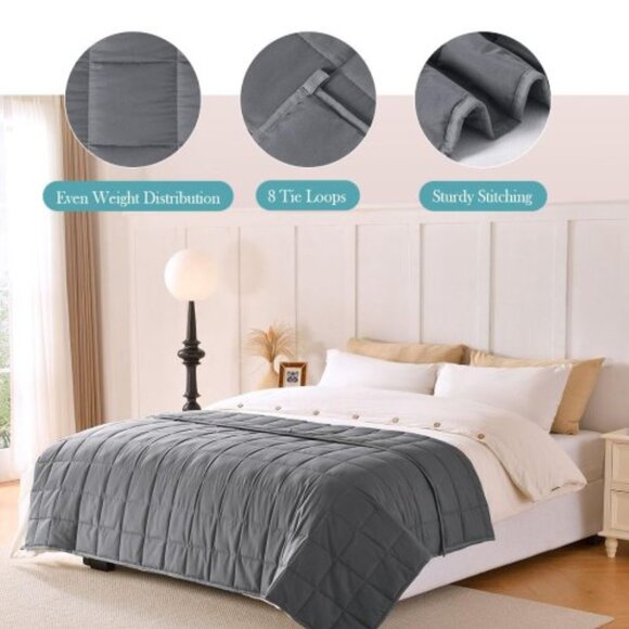 Cooling Weighted Blanket 10 LB Multi Sizes - Dark Grey - Picture 2 of 8